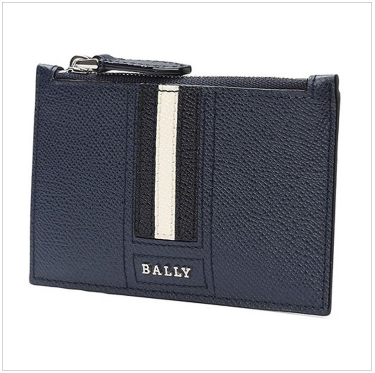 bally/巴利 男士牛皮拼色条纹长款拉链卡包钱包