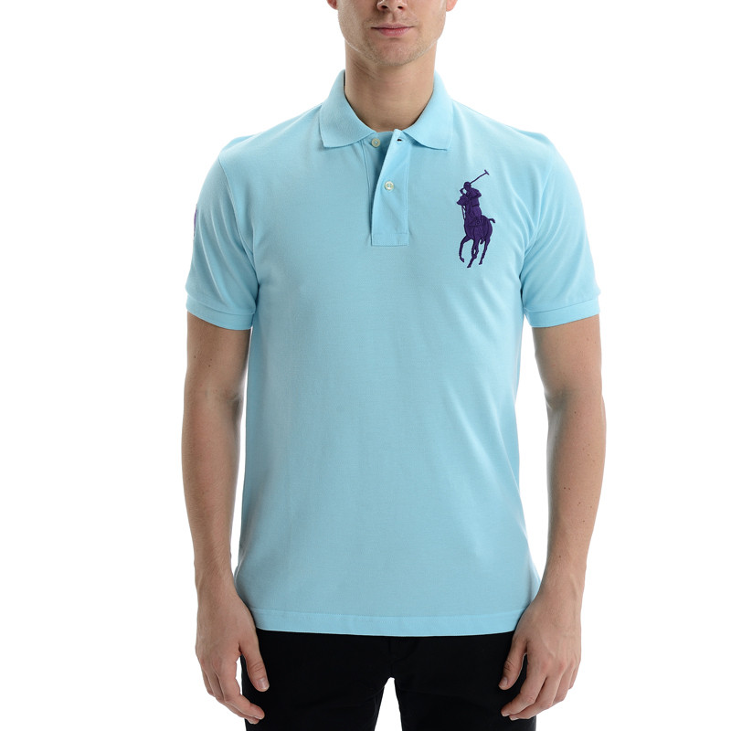 polo ralph lan/拉夫劳伦马球 大马标宝石蓝logo男士短polo衫 海水