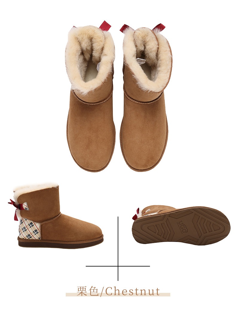 ugg/ozlana ugg 女士雪地靴 秋冬新款 格子系列单蝴蝶结雪地靴