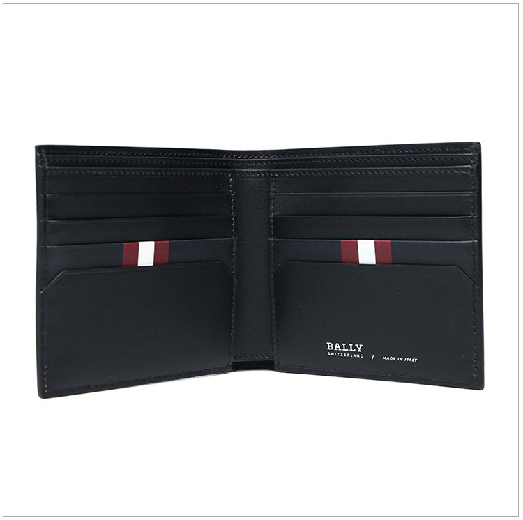 【包税】bally 巴利【18新品】男士黑色牛皮印花时尚短款钱夹钱包
