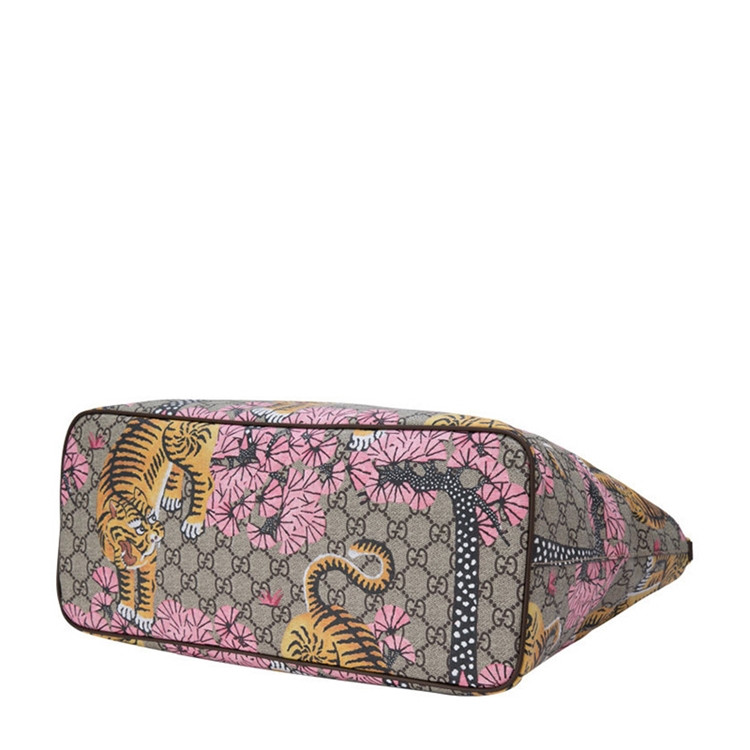 gucci/古驰supreme bengal女士涂层帆布老虎图案手提包 453705k5n2g99