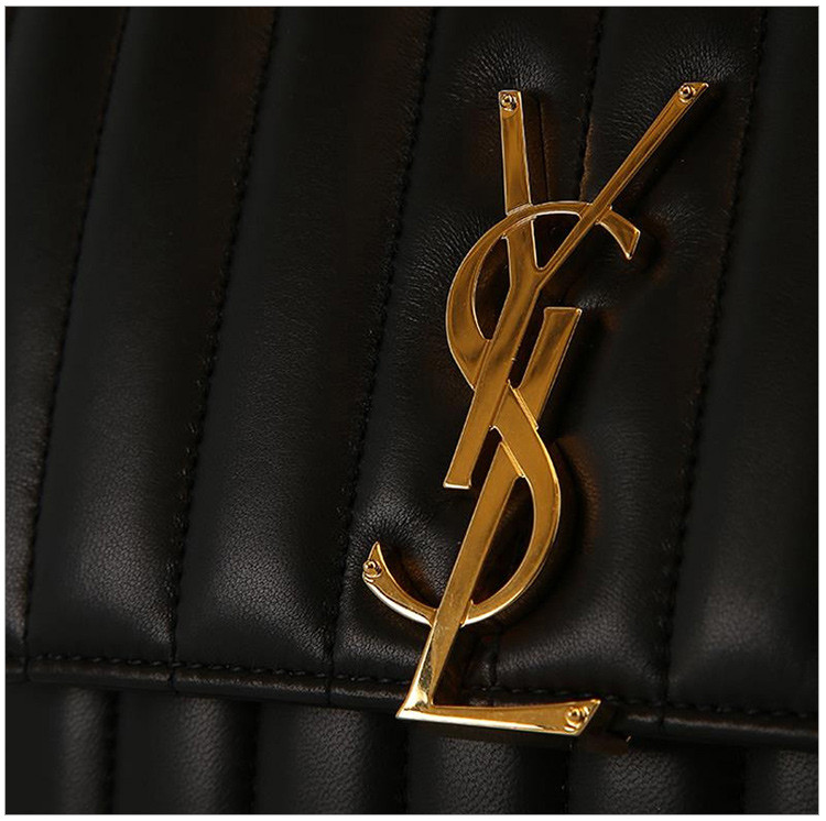 ysl/圣罗兰 女士黑色牛皮金属logo标识单肩斜挎链条包