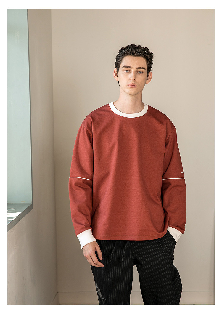 【designer menwear】[18春夏新品]trippincell 中性侧边开叉酒红色