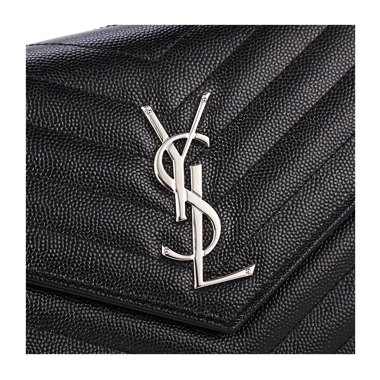 saint laurent paris/saint laurent paris 女士ysl银logo牛皮中号单