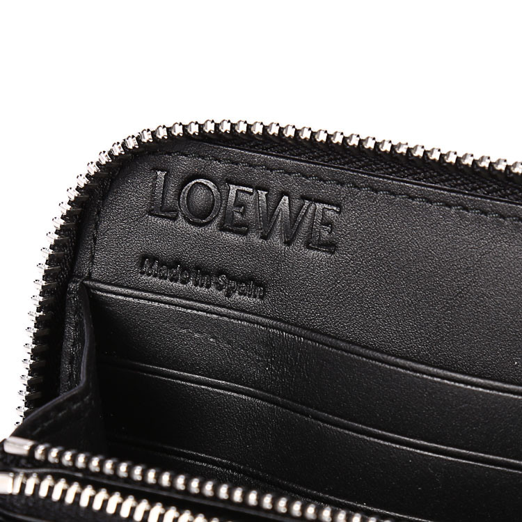 loewe/罗意威牛皮女士内外彩色拼接图案长款拉链钱包122n89蓝青色