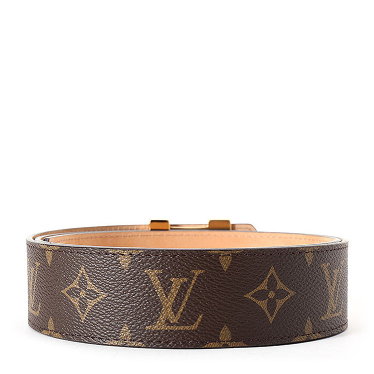 Louis Vuitton/路易威登 棕色老花金扣涂层帆布配皮中性款式宽度4cm腰带 M9608