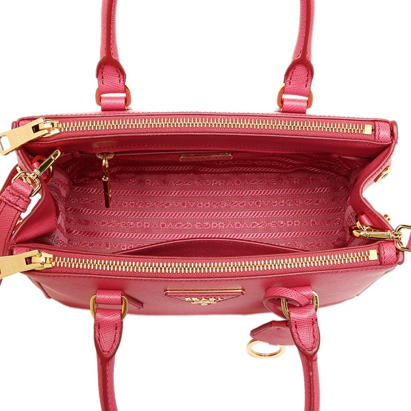 prada/普拉达galleria系列女士saffiano玫红色牛皮小号杀手包1ba896
