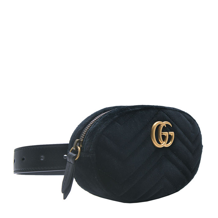 gucci/古驰 gg marmont 系列女士黑色天鹅绒织物 斜挎包 多功能包