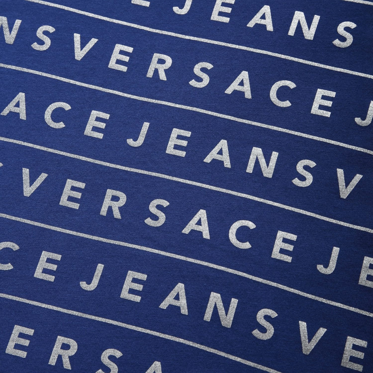 versace jeans/范思哲牛仔 男士蓝色v领字母印花男士短袖t恤 v17203m