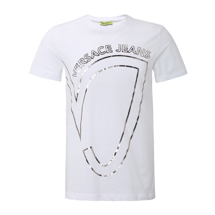 versace jeans/范思哲牛仔 男士白色圆领经典款字母男士短袖t恤v17203