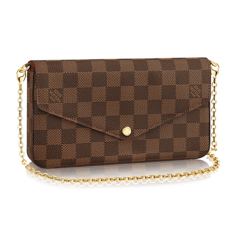 louis vuitton/路易威登 女士pochette felicie棕色棋盘格 三合一斜