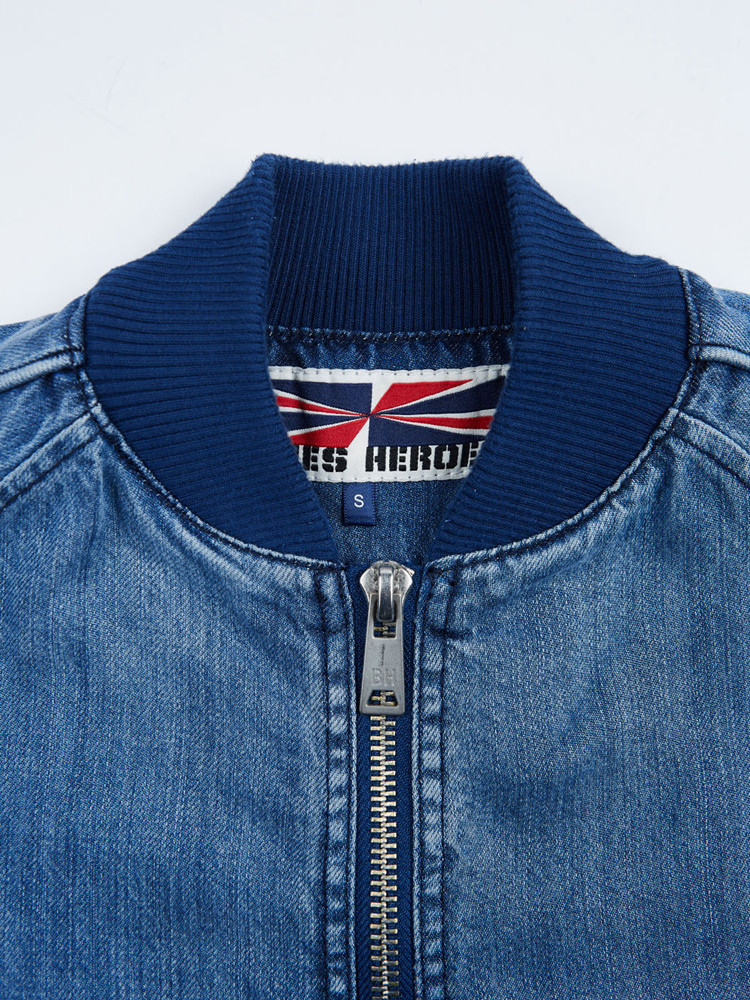 blues heroes demin 春季新品 牛仔系列 长袖 小立领 拉链 拼接袖口