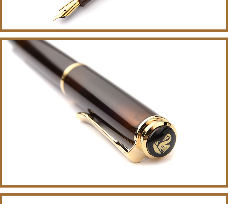 Pelikan/百利金钢笔 M200琥珀墨水笔茶晶色钢笔 德国原装进口