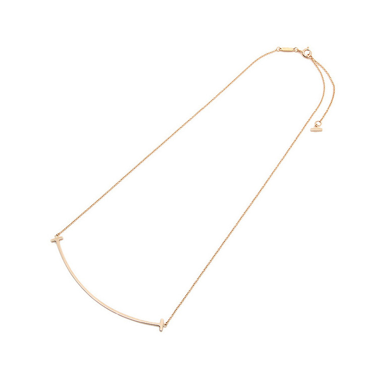 Tiffany & Co.\/蒂芙尼 T系列 18K金T字母微笑长款笑脸项链