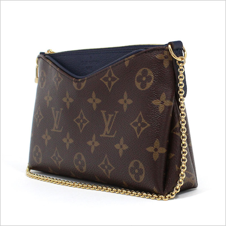 louisvuitton/路易威登pallasclutch系列女士斜挎包帆布/配皮牛皮饰边