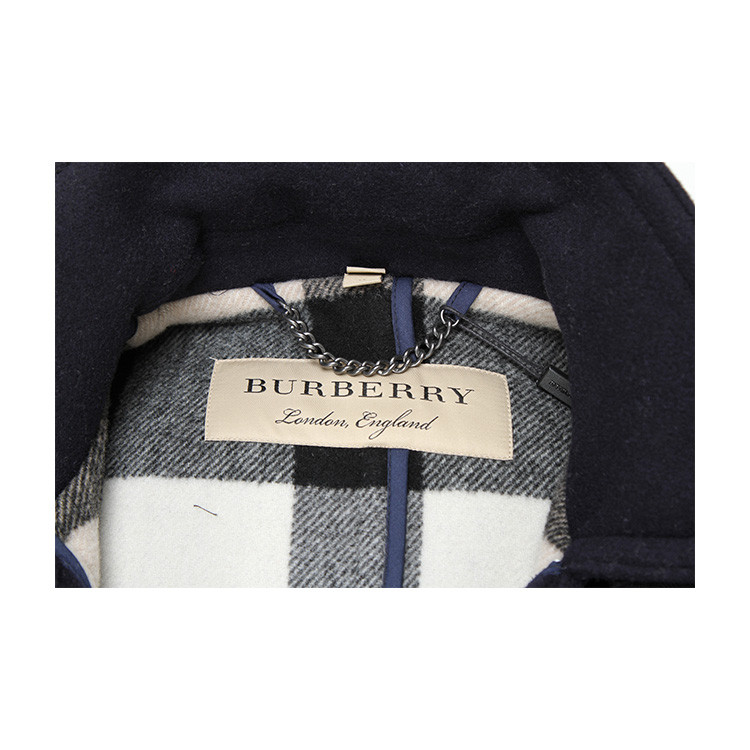 burberry/博柏利 london系列 男士连帽纯色牛角扣羊毛厚款大衣