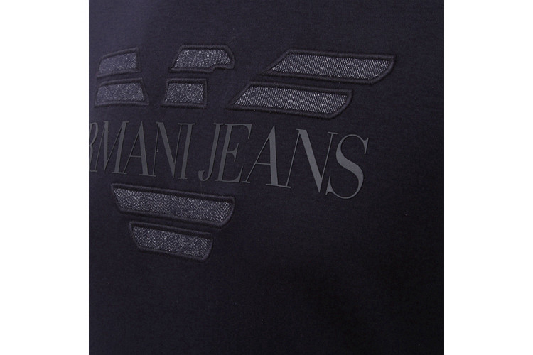 armani jeans/阿玛尼牛仔 鹰标logo字母图案纯棉圆领男士短袖t恤 3y6