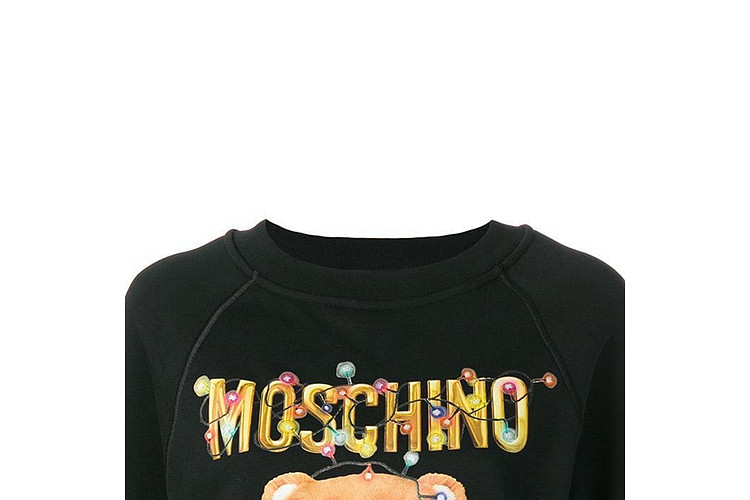 moschino/莫斯奇诺 彩灯小熊图案圆领插肩袖套头女卫衣服饰 a1798