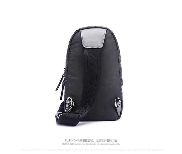 elle homme/elle homme 男士灰色胸包尼龙布包印花斜跨包休闲单肩包