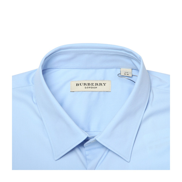 burberry/博柏利 男士长袖衬衫 棉质混纺天蓝色翻领男士长袖衬衫