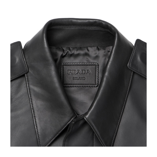 prada/普拉达 男士外套 羊皮肩章点缀翻领男士长袖皮衣