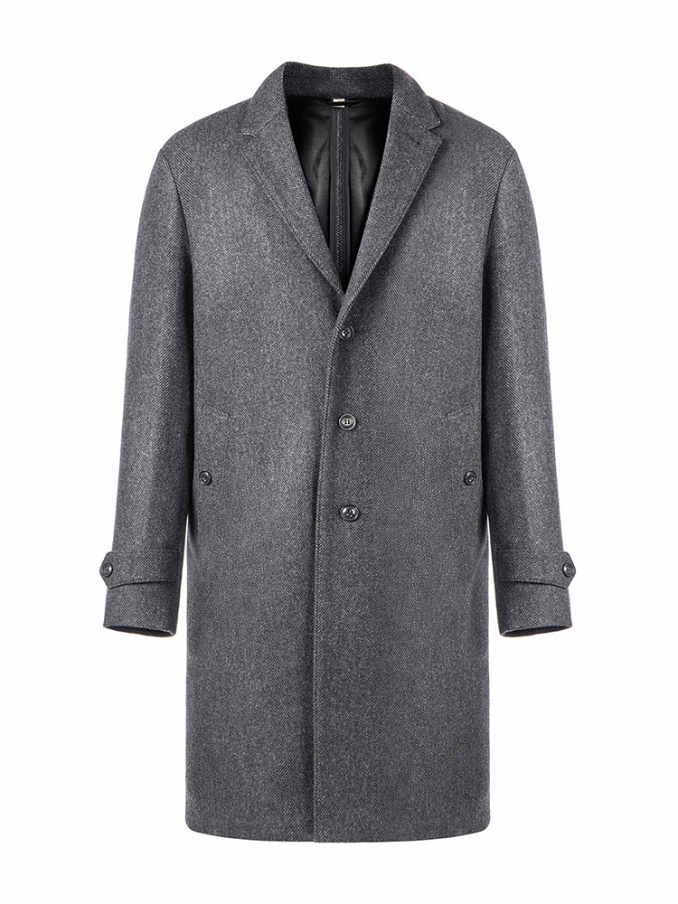burberry/博柏利 男士大衣 羊毛混纺深灰色中长款男士大衣