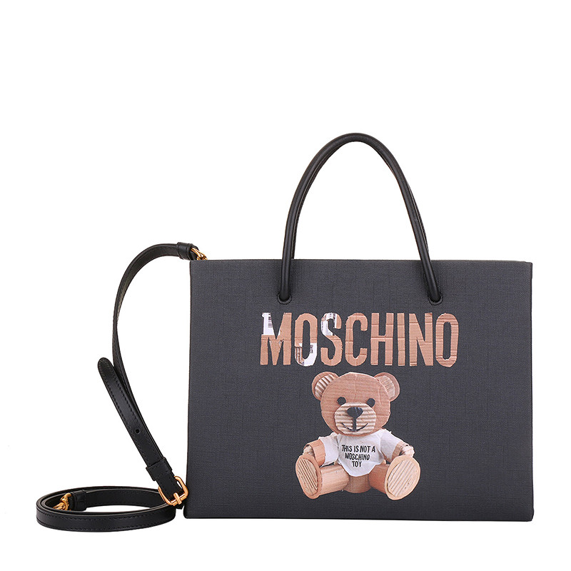 moschino/莫斯奇诺女士小熊印花pvc手提包 单肩包 斜挎包 7573