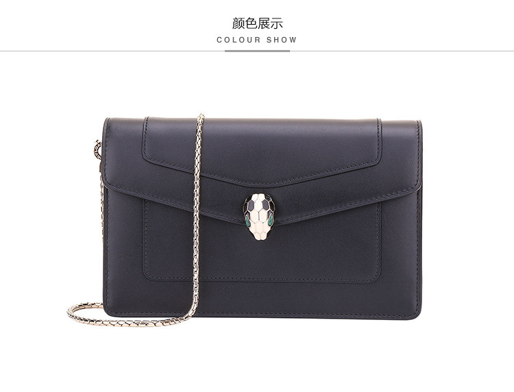 【18春夏】bvlgari/宝格丽 女士珐琅蛇头扣牛皮单肩包 链条包 斜挎包