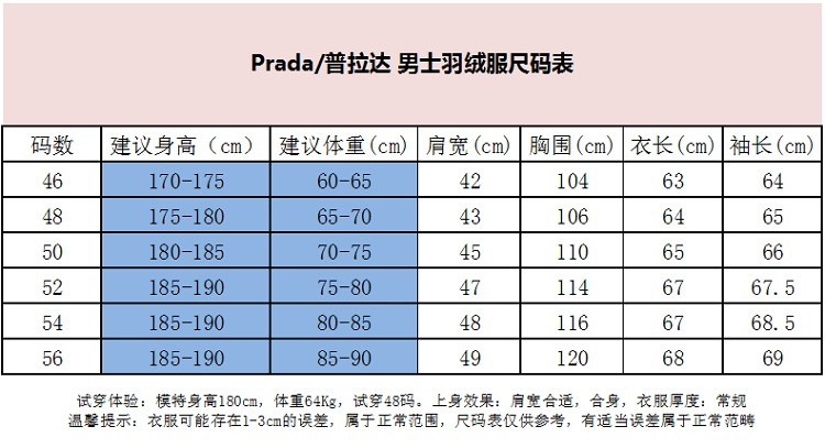 prada/普拉达 鹅绒 时尚立领拉链男士羽绒服