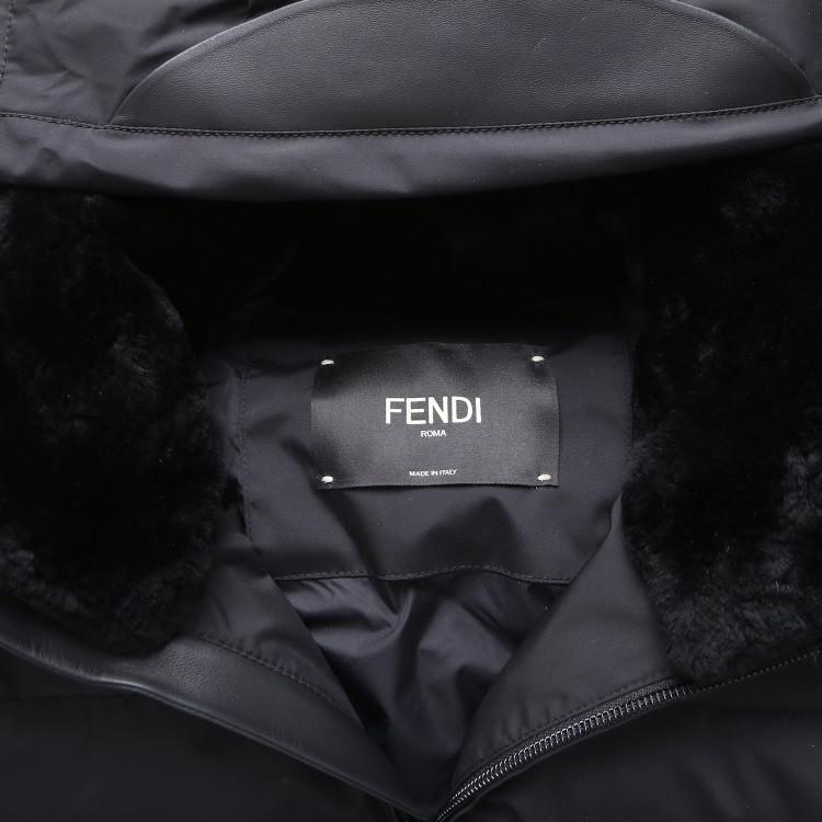 fendi/芬迪【18秋冬】黑色连帽老佛爷男士羽绒服faa562 a0em gme