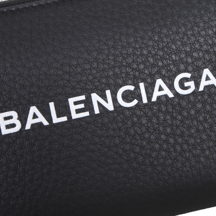 【满4000返1000】balenciaga/巴黎世家 女士黑色皮质 logo字母款 钱包