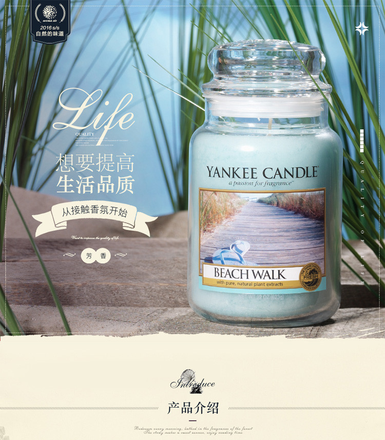 yankeecandle(扬基蜡烛)美国进口经典大瓶蜡烛 海滩漫步1129788