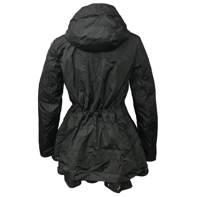 moncler/蒙克莱 lotus蒙口深蓝色黑色蕾丝花边休闲女士风衣