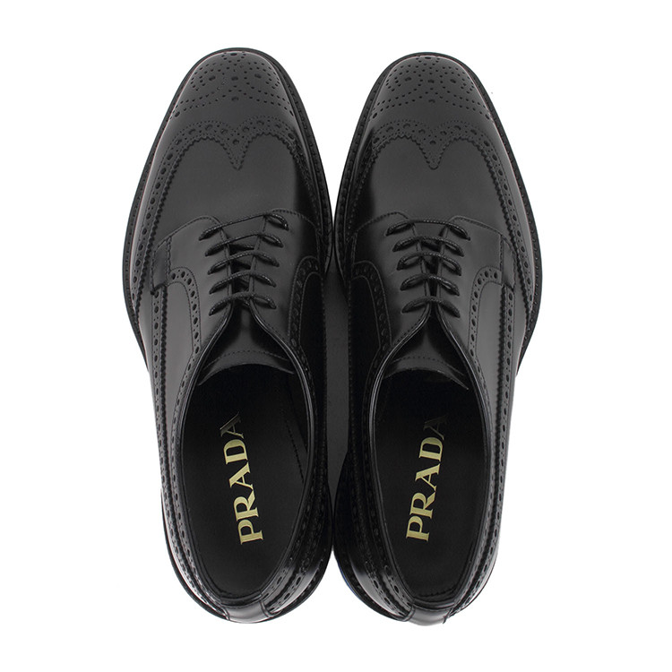 prada/普拉达 黑色真皮撞色男士商务厚底休闲鞋 2eg015 b4l f0002
