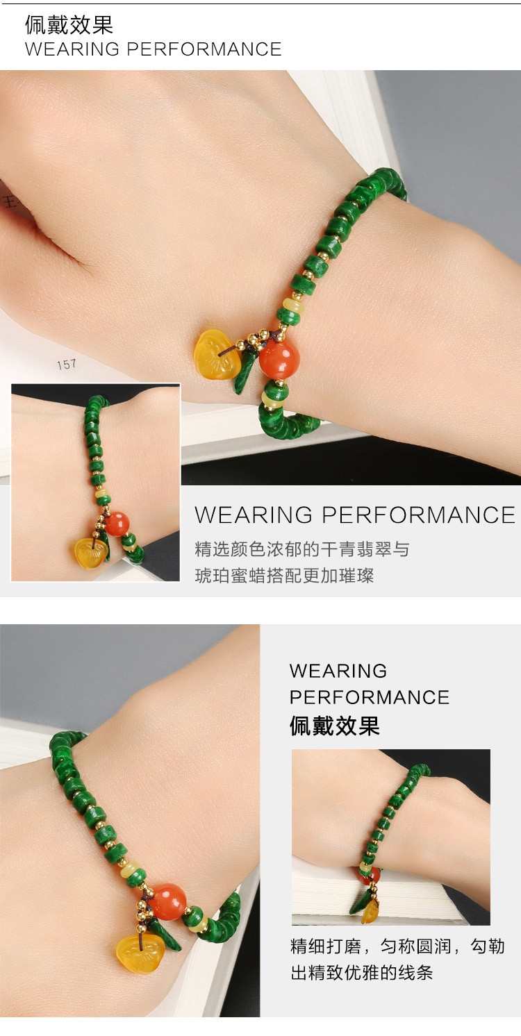 xiyuan/惜缘珠宝 翡翠a货手串 干青圆柱翡翠手链