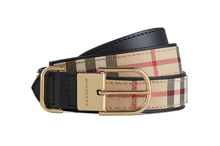 burberry/博柏利 女士黑色pvc/配皮horseferry check格纹腰带 3935368