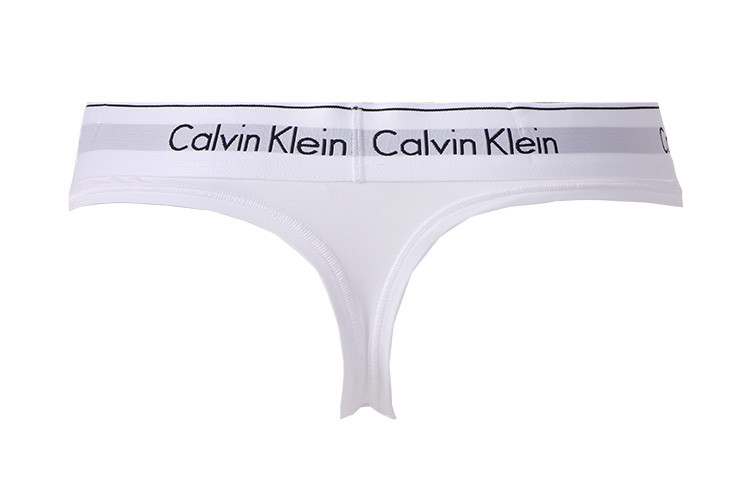 calvin klein/卡尔文·克莱因 女士内裤白色黑logo弹力棉低腰丁字内裤