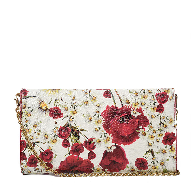 dolce&gabbana/杜嘉班纳  女士牛皮玫瑰图案手拿两用斜挎包