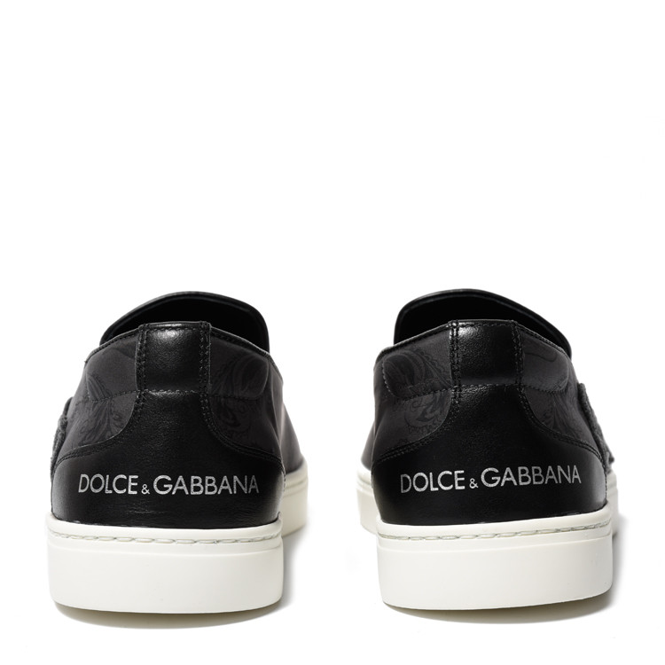 dolce&gabbana/杜嘉班纳 黑灰色印花logo图案男士休闲鞋cs1351