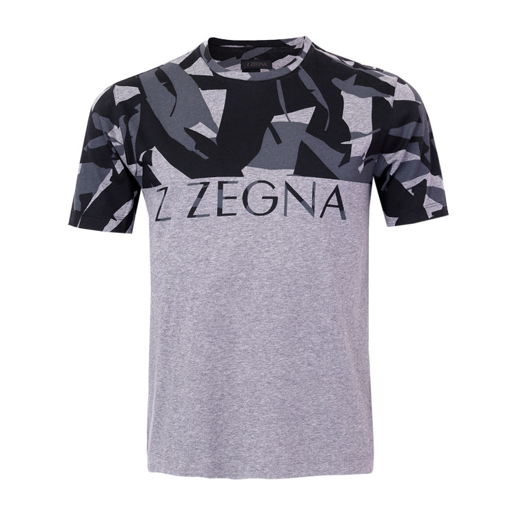 zegna/z zegna杰尼亚zz系列商务休闲款适中版圆领纯棉灰色短袖男士t恤