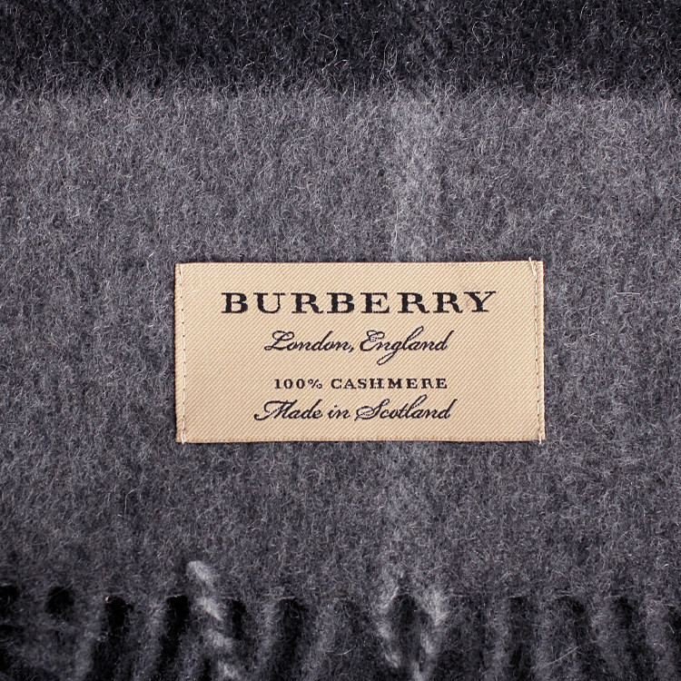 burberry/博柏利london系列时尚经典款山羊绒深灰色中性围巾 国际码