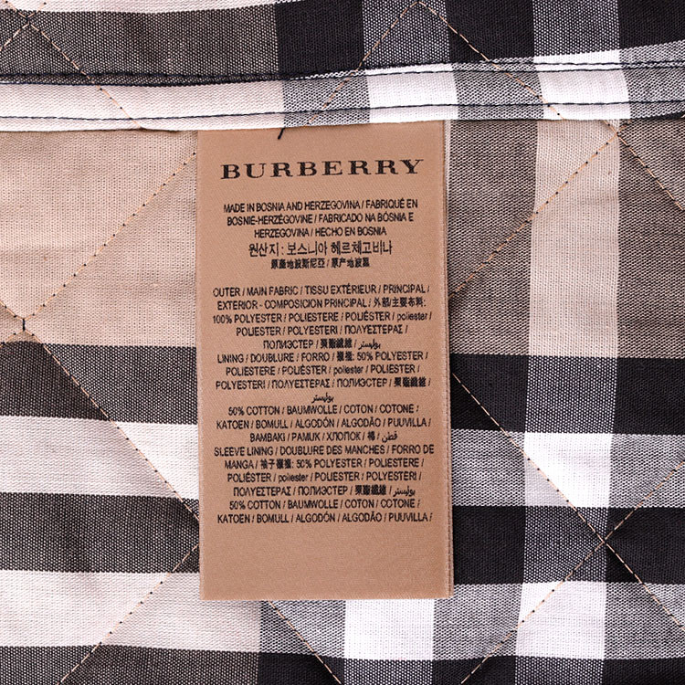 burberry/博柏利标志性格纹领底菱形绗缝深蓝色聚酯纤维休闲舒适女士