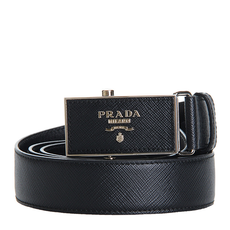 prada/普拉达 黑色真皮板扣男士腰带 pr1435390099 2g5702