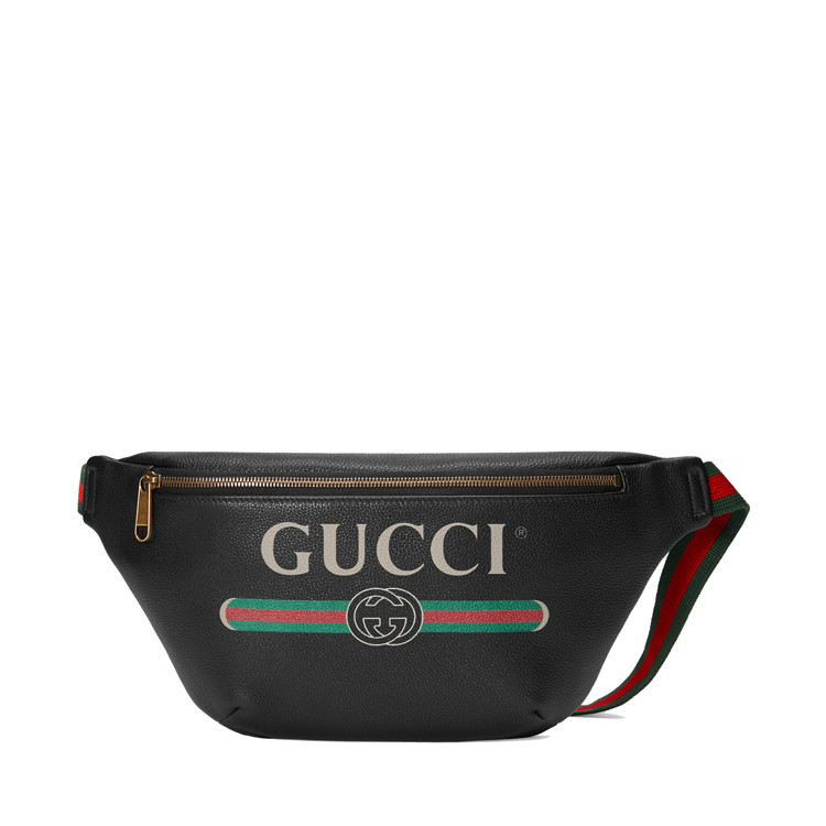 高仿gucci/古驰 gucci标识印花牛皮男士腰包/斜挎包8