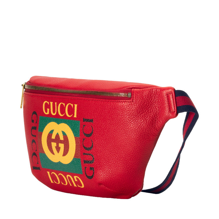 gucci/古驰 gucci标识印花牛皮男士腰包/斜挎包图片