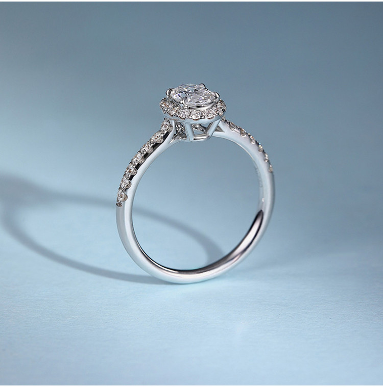 【gia证书】zocai/佐卡伊 白18k金钻石戒指女戒结婚钻戒椭圆形gia钻石