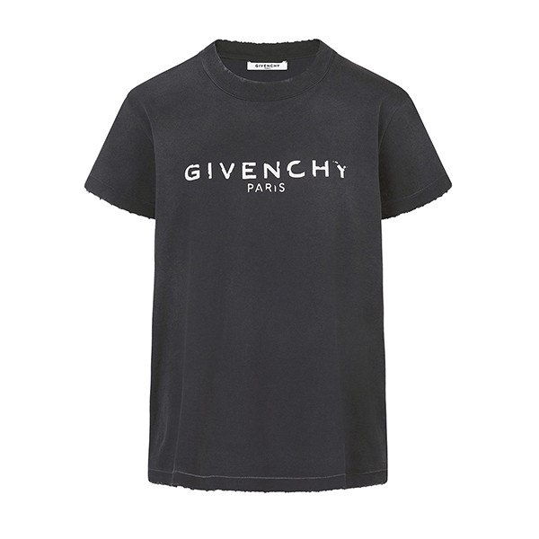 givenchy/纪梵希 黑色做旧字母logo女士短袖t恤 bw704x3z0l 001