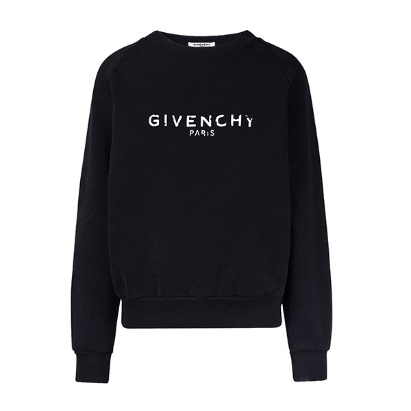 givenchy/纪梵希 黑色做旧字母logo全棉女卫衣 bw70523z0l 001