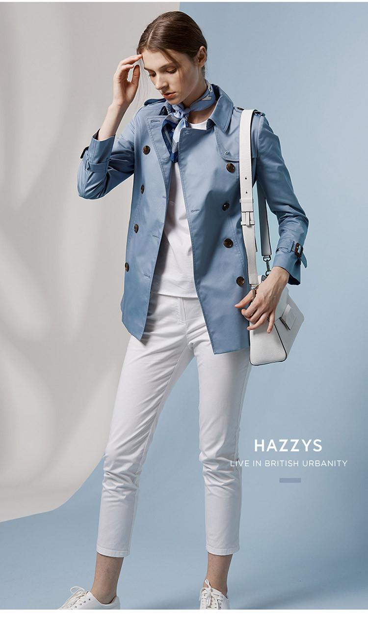 HAZZYS\/哈吉斯 2018春夏新款风衣女经典棉涤