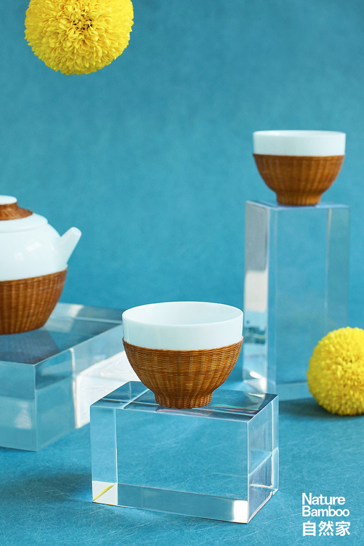 自然家naturebamboo 瓷胎竹编系列 商务礼品 玉壶茶壶套装功夫茶一壶